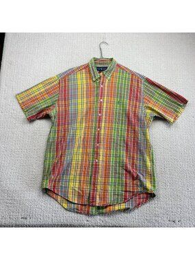 VTG Ralph Lauren Blake Plaid Shirt Short Sleeve Button Down Sz L Preppy